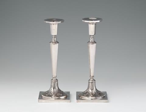August Ferdinand Gentzmer - A pair of Berlin silver candelabra