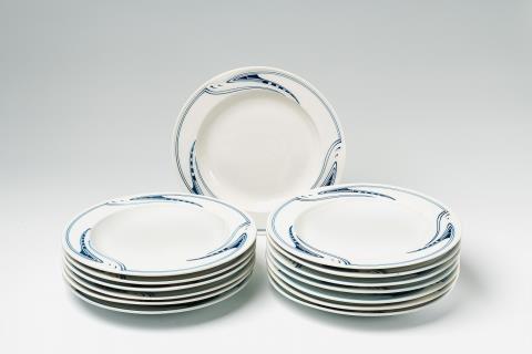 Fourteen Meissen porcelain soup bowls designed by Henry van de Velde