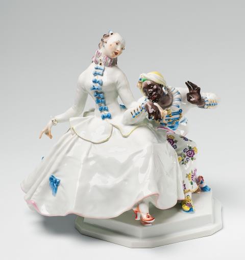 Paul Scheurich - A Meissen porcelain group with a lady and a servant