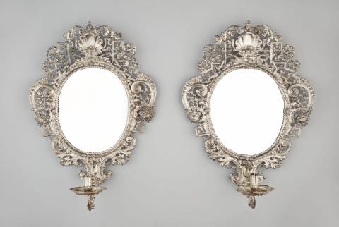 Johann Valentin Gevers - An important pair of Augsburg silver wall appliques