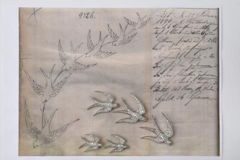 Friedrich Kreuter - Five platinum brooches formed as swallows