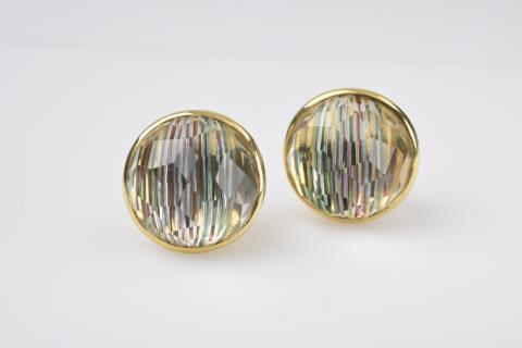 Hans-Leo Peters - A pair of 18k gold Op Art clip earrings