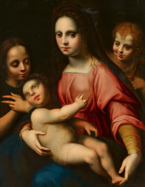 Domenico Puligo - Madonna mit Kind, Johannesknaben und Engel