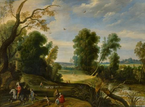 Jan Wildens - Panoramic Landscape with Shepherds and a Rider