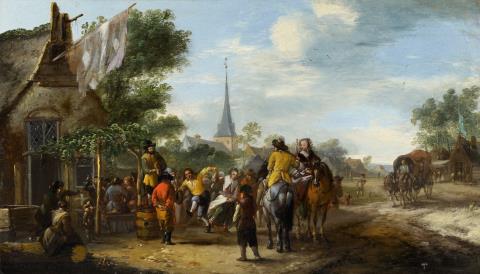Pieter Wouwerman - Bauernfest vor einer Schenke