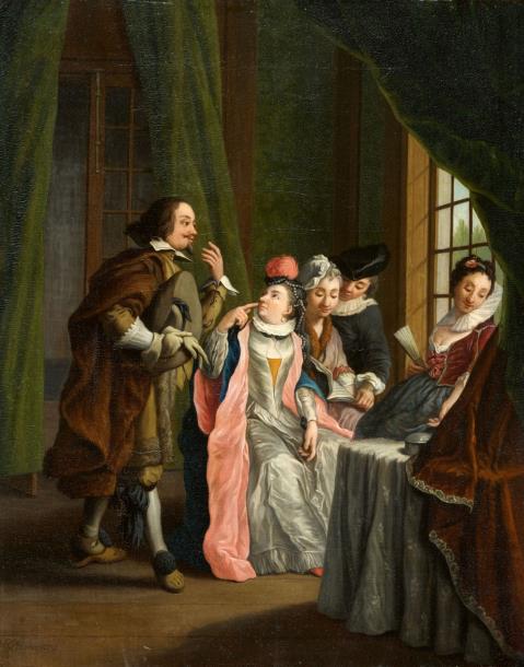 Jan Josef Horemans the Elder - Interior Scene with Elegant Company as Allegories of the Senses