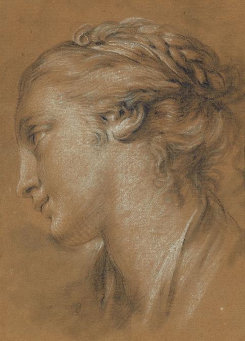 Französischer Meister des 18. Jahrhunderts - Mädchenkopf im Profil