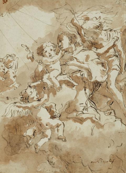 Giovanni Domenico Tiepolo - Madonna mit Kind, von Engeln umgeben