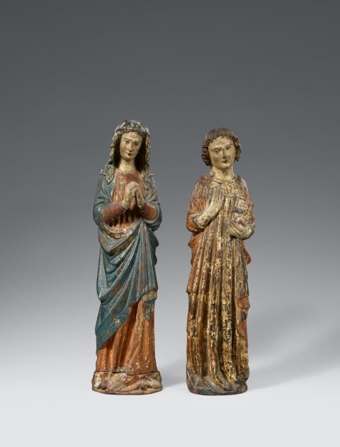West Germany - Carved wooden figures of the Virgin and Saint John, presumably West German, circa 1380/1400