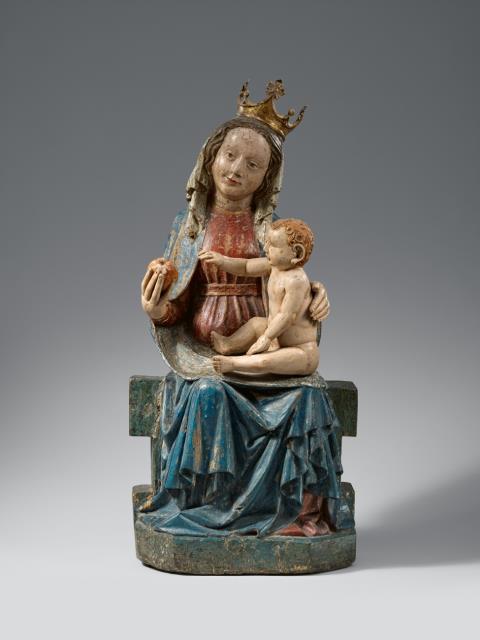  Austria - An Austrian wooden figure of the Virgin Enthroned, 2nd quarter 15th century