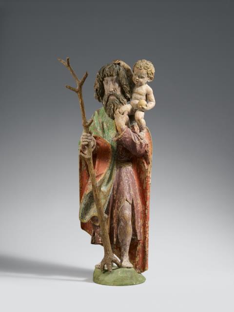 Swabia - A wooden figure of Saint Christopher, probably Swabia, circa 1470/80