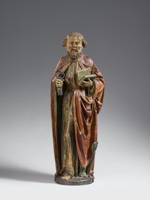 South German circa 1470/80 - A South German wooden figure of Saint Peter, circa 1470/80