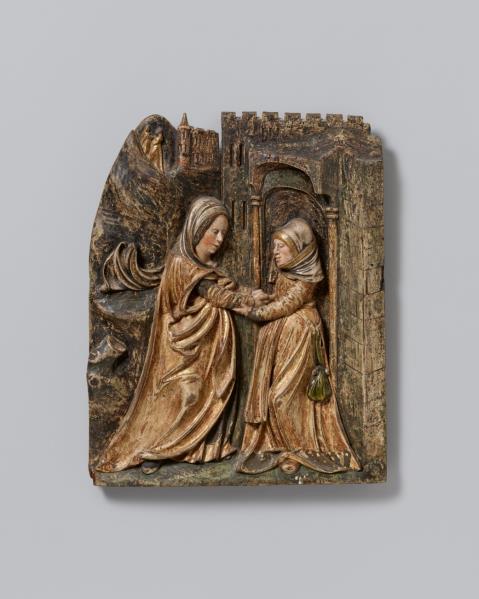 Probably South German circa 1520 - A carved relief of the Visitation, probably South German, circa 1520