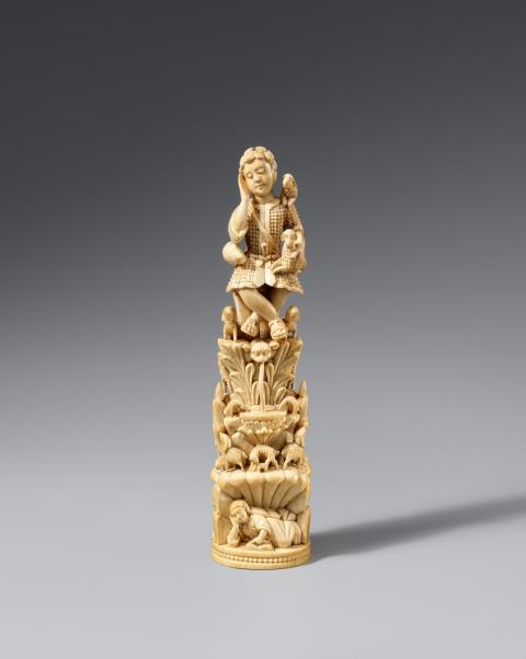  Goa - A Goa ivory carving of Christ as the Good Shepherd, 17th-18th century