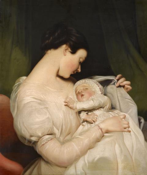 James Sant - Elizabeth Sant, die Frau des Malers, mit Tochter Mary Edith