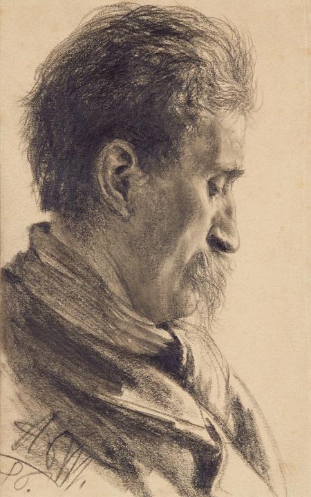 Adolph von Menzel - Bildnis eines Mannes im Profil