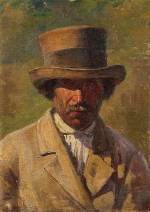 Józef Chelmonski - Portrait of a Man in a Hat