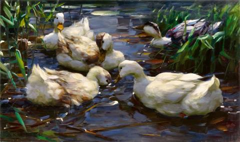 Alexander Koester - Five Ducks on the Water