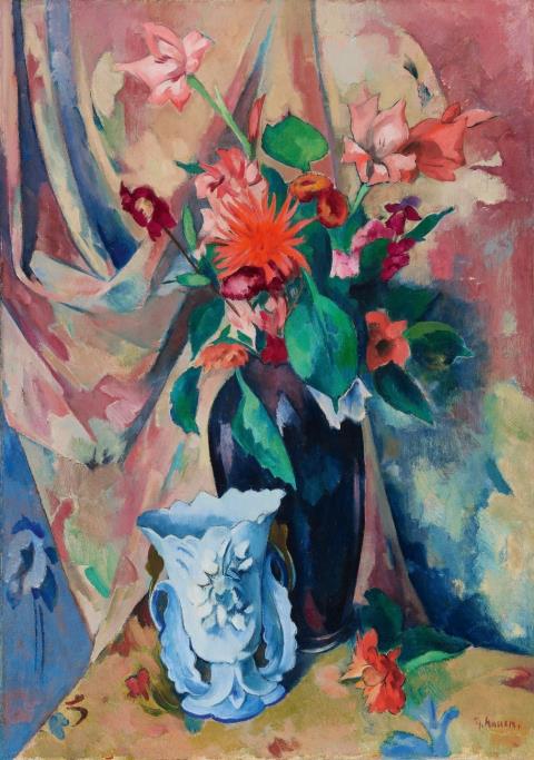 Heinrich Nauen - Blumenstilleben mit heller Vase