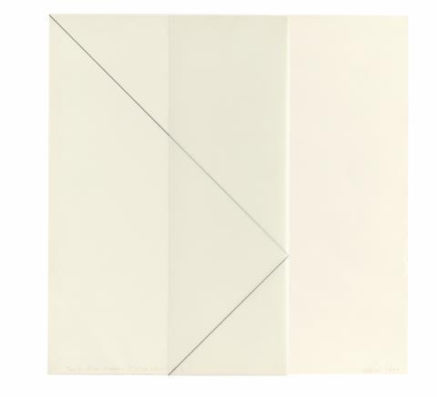 François Morellet - Traçage d’une diagonale sur un carré de calque et pliage vertical au 1/3