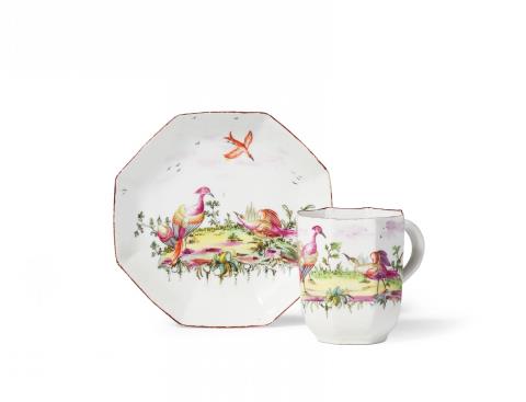  Longton Hall porcelain manufactory - A Longton Hall soft paste porcelain cup and saucer
