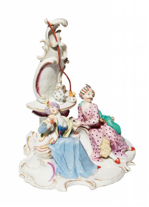 A Nymphenburg porcelain group with a Turkish couple taking coffee