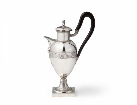 Jean Geoffroy Fritz - A Strasbourg silver coffee pot "Retour d'Ègypte"
