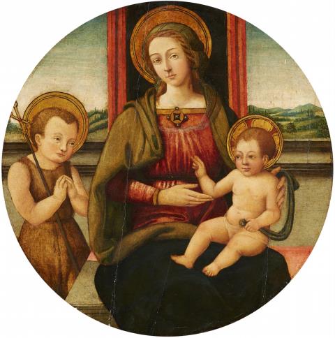  Toskanischer Meister - Madonna mit Kind und dem heiligen Johannes