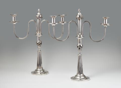 Johann George II Fournier - A pair of Berlin silver candelabra