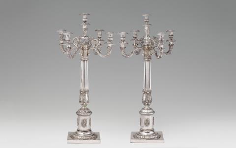 Johann George Wilhelm Heinicke - A pair of large Berlin silver candelabra