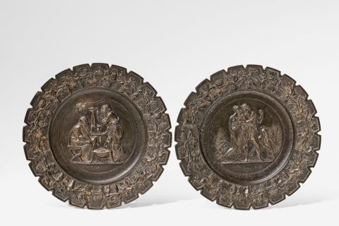 Bertel Thorvaldsen - A pair of cast iron plates with seasonal allegories