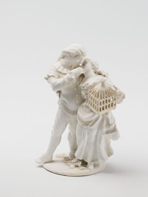 Wilhelm Caspar Wegely - A Wegely white porcelain group of Scaramouche and Colombina