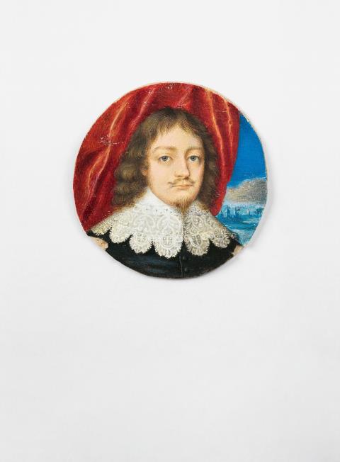John Hoskins - Portrait miniature of a gentleman in a lace collar