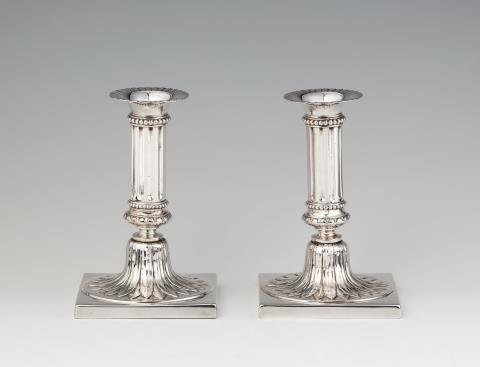 Johann Jakob V Baur - A pair of Augsburg silver candlesticks