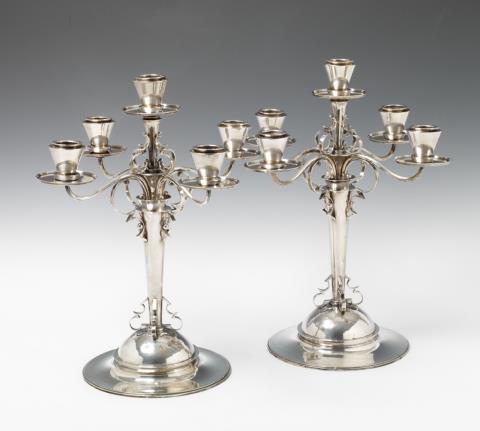 Karl Söhnlein & Söhne - A pair of Art Deco Hanau silver candelabra