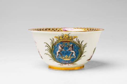 A Meissen porcelain bowl with rare heraldic decor