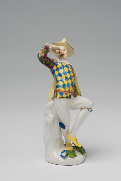 Johann Joachim Kaendler - A Meissen porcelain figure of Harlequin dancing