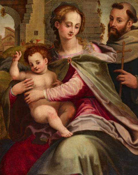 Francesco Brini (oder del Brina) - Madonna mit Kind und einem Heiligen
