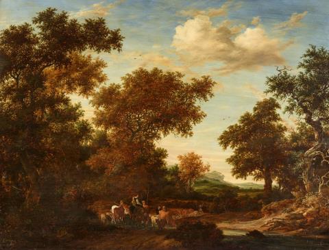 Jakob Salomonsz. van Ruysdael - Baumreiche Landschaft mit Hirten und Tieren
