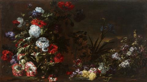 Andrea Belvedere, called Abate Andrea - Large Floral Still Life with Peonies, Parrot Tulips, Mallow, Larkspur, Iris, and Nasturtiums