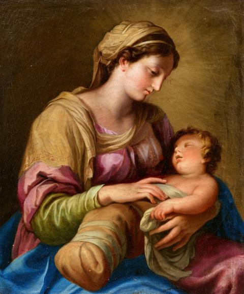 Italienischer Meister um 1700 - Madonna mit schlafendem Kind