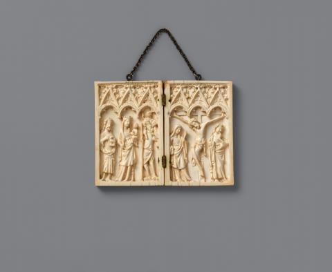 Frankreich Anfang 14. Jahrhundert - Diptychon mit Muttergottes und Kreuzigung