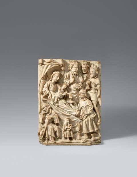  Nottingham - A mid-15th century Nottingham alabaster relief of the Adoration of the Magi