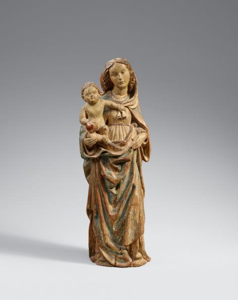 Central Rhine Region - A late 15th century carved wooden figure of the Virgin and Child, possibly Central Rhine Region
