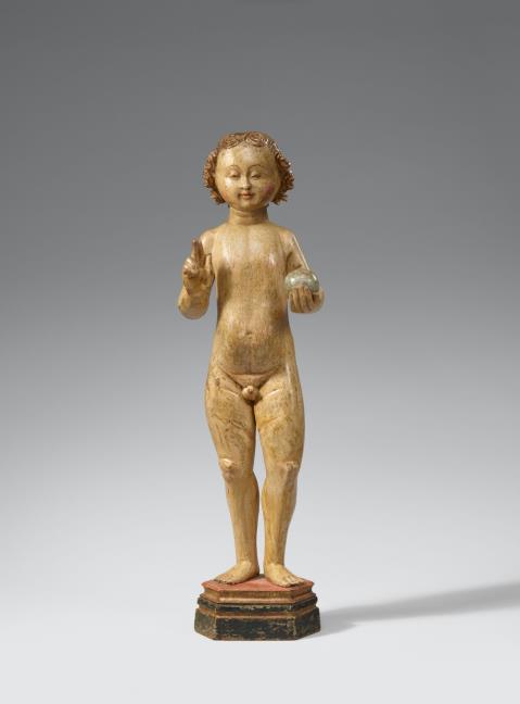 Mechelen - A Mechelen carved wooden figure of the Christ Child Blessing, circa 1500/1510