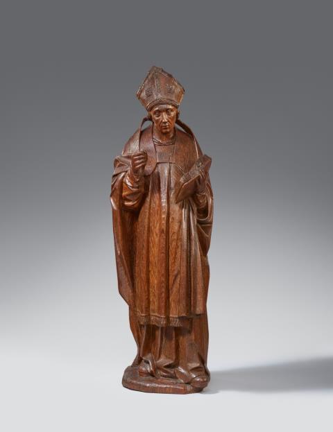 Flemish early 16th century - An early 16th century Flemish oak figure of a holy bishop