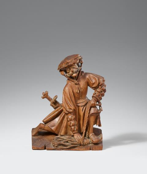  Antwerp - An Antwerp carved wooden figure of a soldier from a flagellation scene, circa 1510/1520
