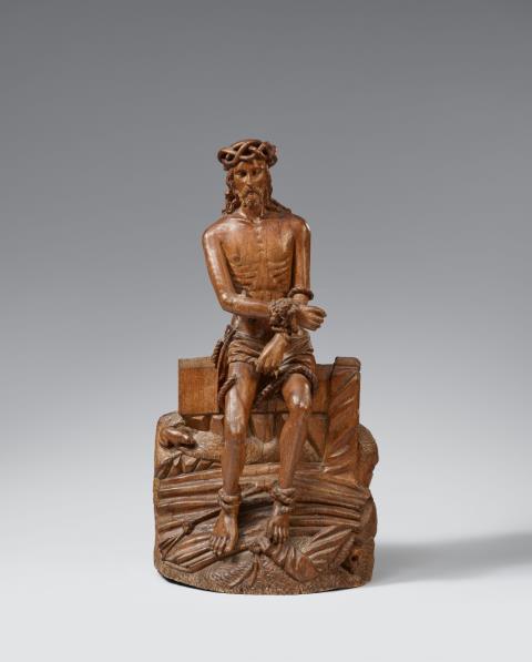 Flemish 1st half 16th century - A Flemish carved wood figure of the Christ at Rest, 1st half 16th century