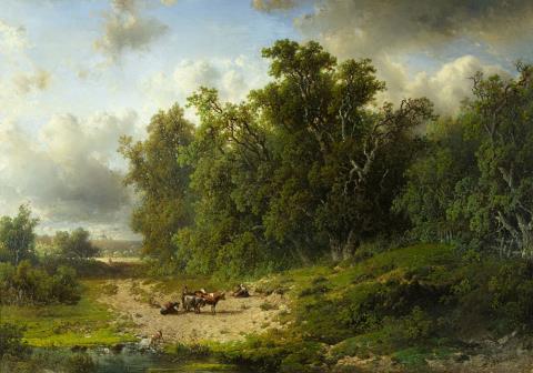 Frederik Hendrik Hendriks - Waldige Landschaft mit Hirten