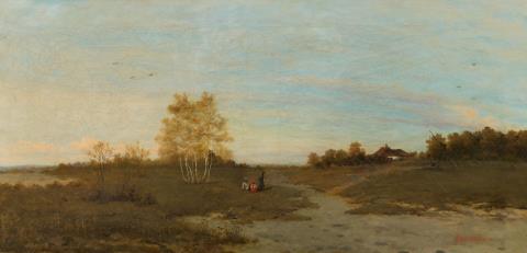 Stanislaw Maksymilian Jasienski - A Panoramic Landscape with Birch Trees and Three Travellers at Rest